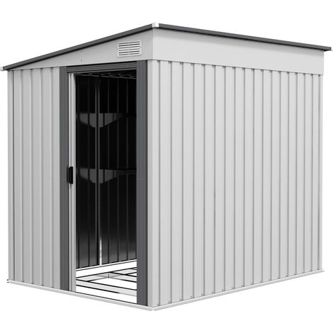 Metall Gerätehaus 2,81m² 154x206,5x181 cm Geräteschuppen mit Pultdach Fundament