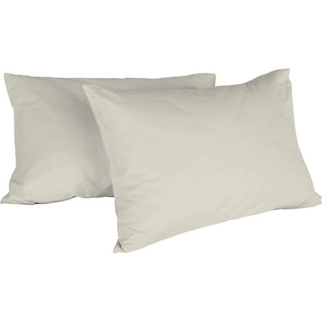 Italian Bed Linen Max Color Coppia di Federe Tinta Unita, 100% Cotone, Panna, 52 x 82 cm (1/2)