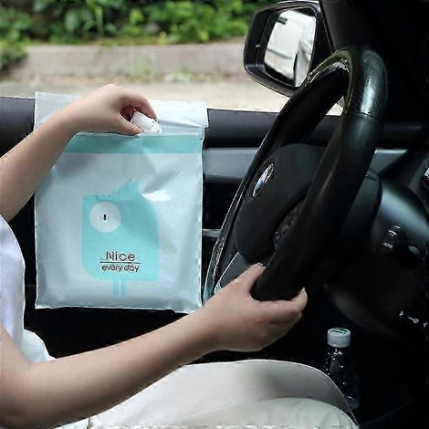 25-26 15 pièces Sacs poubelle autocollants pour voiture, motif dessin animé mignon, portables, à suspendre, jetables, YDW (1/4)