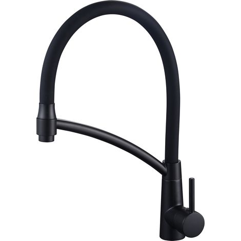 Kitchen electroplated sink single-pipe faucet, hot and cold water dual-use pull-out household vegetable wash basin rotating all-copper faucet -- Little Goddess Black Edition