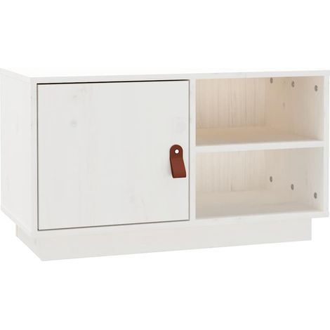 Meuble TV, Étagère TV, Meuble de Salon, Blanc 70x34x40 cm Bois de pin massif OIB1377E (1/5)