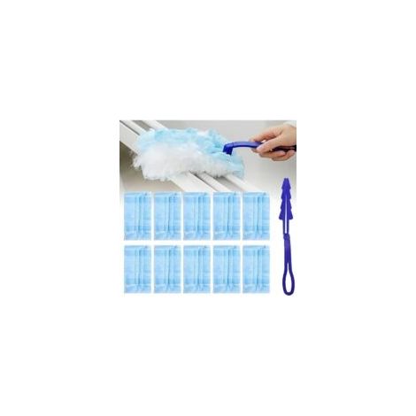 Staubwedel, Mikrofaser-Staubwedel, Reinigungsprodukte und Zubehör, Staubwedel, waschbar, superhygienisch, Mikrofaser, 1 Griff, 10 Ersatztücher – Crezuo