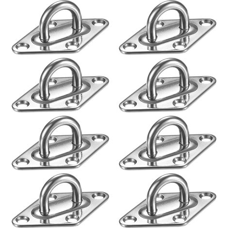 Lot de 8 crochets pour hamac avec œillets en forme de losange, crochets robustes M8 en acier inoxydable, parfaits pour suspendre divers objets (1/5)