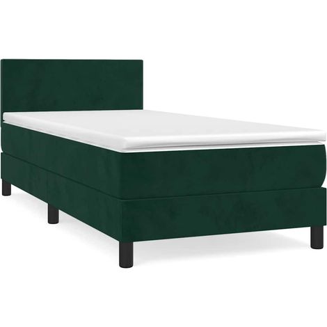 Maison Exclusive - Boxspringbett mit Matratze Dunkelgrün 90x190 c (1/5)