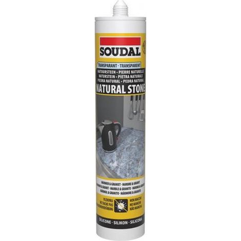 Pierre naturelle - Mastic silicone neutre pour pierre naturelle - Soudal - Cartouche de 290 ml Transparent