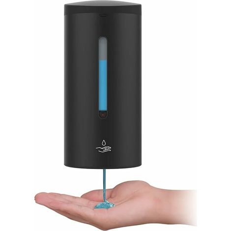 Distributeur de savon liquide automatique sans contact, en acier inoxydable, à fixation murale, pour salle de bain et cuisine, grande capacité 700 ml (24 oz), noir. (1/5)