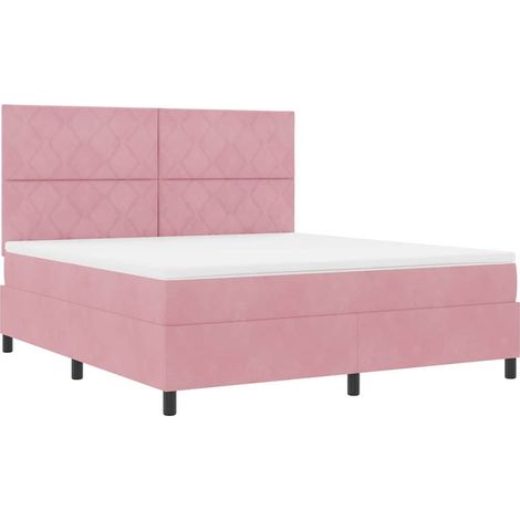 Cama Box Spring LED con cabecera Rosa 180 x 200 cm Terciopelo vidaXL (1/5)