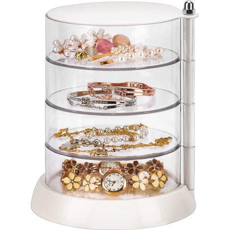 Organizzatore per accessori per capelli, 4 livelli con elastici in acrilico trasparente per ragazze, scatola portaoggetti per accessori per capelli, bracciali, anelli e braccialetti