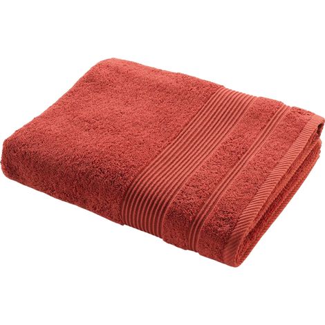 Serviette ou drap de bain en coton 90 x 150 cm Tendresse terracotta