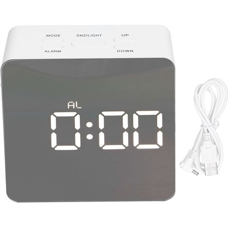 Multifunktionaler LED-Spiegelwecker mit Temperaturanzeige - JINFGERNE - Schlummerfunktion und USB-Stromversorgung - Ideal für Schlafzimmer, Büro und Wohnzimmer (1/5)