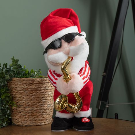 35cm Battery Powered Animated and Singing Santa with Saxophone Decoration (1/5)