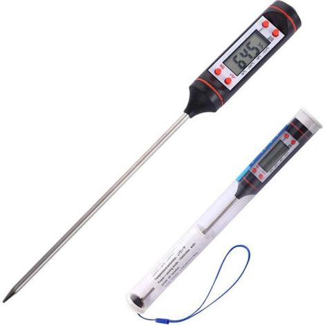 Thermomètre de cuisine numérique, compatible avec les aliments, les grillades et la friture, noir.-AquaForge (1/5)