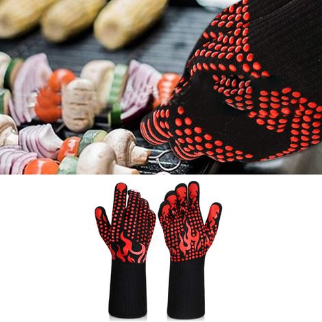 Gants de barbecue résistants à la chaleur (800 °C) en silicone antidérapant pour la cuisson au barbecue et au four. (1/5)