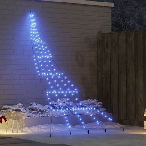 Arbre de Noël LED avec piquets au sol Bleu 300 cm Métal-Muntra (1/5)
