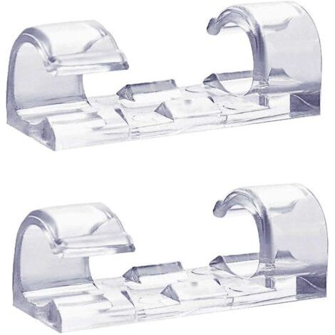 Lot de 60 clips de câble transparents, support de câble auto-adhésif solide, pinces d'organisateur de gestion de cordon en plastique durables pour la maison et le bureau (transparent) (1/5)