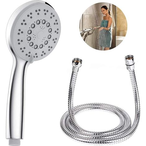 Shower Head - 5-Position Adjustable High-Pressure - Stainless Steel - For Home Bathroom Shower - 1 Unit