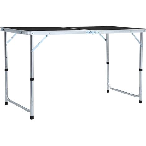 Table de camping pliable Table de Jardin - Gris Aluminium 120x60 cm BV904315 - BonneVie (1/5)