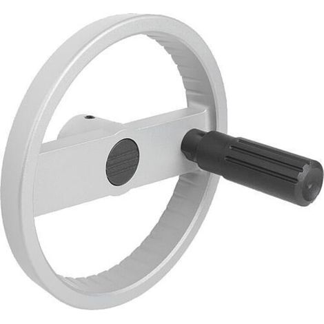 KIPP 2-Speichenhandrad D1=160 Form A Aluminium Passbohrung Querbohrung D2=16 (1/4)