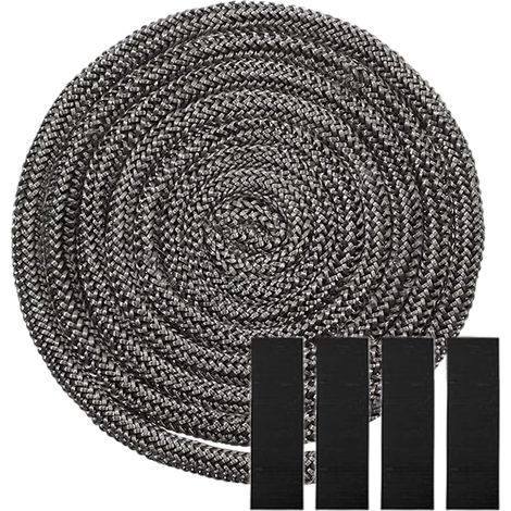 Kamineinsatzdichtung 6 mm x 2,5 m, Flachdichtung für Kamineinsätze, Kamineinsatzdichtung, Dichtung für Holzöfen, Ofentürdichtung, Glasdichtung für Holzöfen, Schwarz (6 mm x 2,5 m) (1/5)