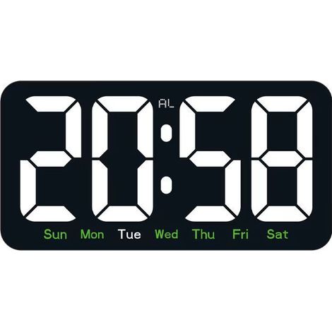 Horloge murale électronique LED avec calendrier perpétuel, température et réveil, design épuré pour maison et bureau (1/5)