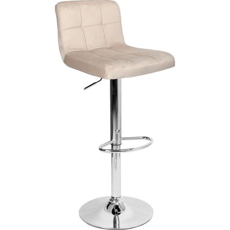 Sgabello da bar Arako in velluto beige cromato
