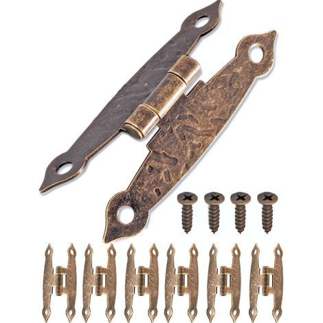 80 bisagras antiguas, diseño bronce-hierro, para armarios, puertas, arcones, latas, estilo vintage, casa de campo retro, 65 x 33 mm (1/5)