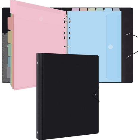 Classeur avec Pochettes Perforées pour Documents Format A4 - Pochette Plastique, Trieur Document Pochette Plastique A4 avec Rabat - Maison/Bureau (Macaron) (1/4)