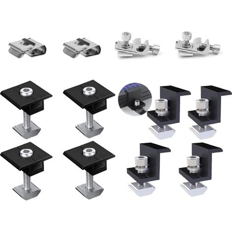 30 mm Kit de Support de Panneau Solaire Universel pour Panneaux Solaires en Z, 6 pièces Kit réglable Support pour Panneau Solaire, Support pour Kit de Fixation PV (1/5)