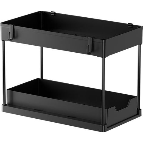 Mensola da cucina, mensola da bagno, mensola da scrivania, nera, 39,5 x 22,2 x 33,7 cm (1/2)