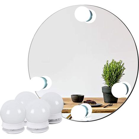 Set 4 Lampadine Led Luci per Specchio 3 Colori Intensità Regolabile USB