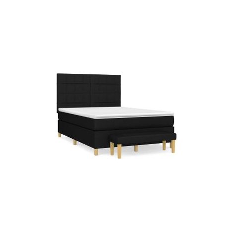 Sommier à lattes de lit avec matelas Noir 140x190 Tissu (1/5)
