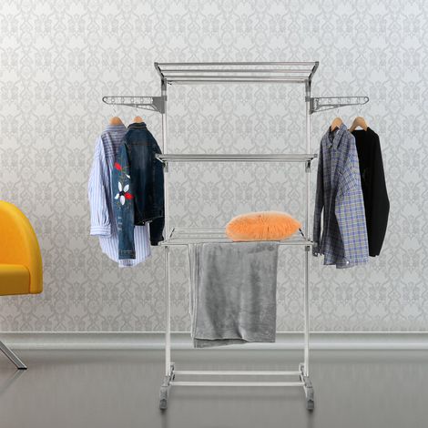 SiFree®Etendoir à Linge en acier inox, Séchoir à Linge Pliable Blanc - 7842168cm (1/4)