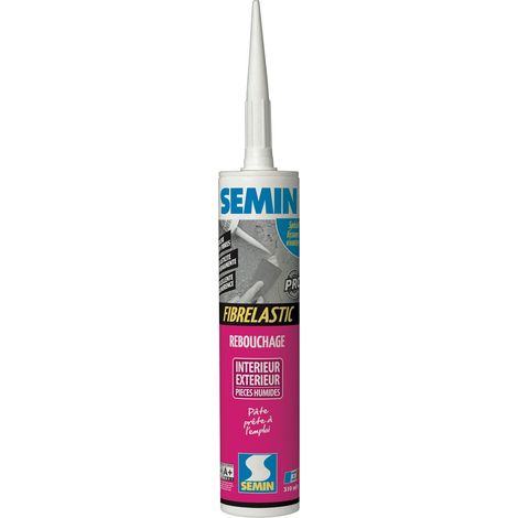Semin – Enduit de rebouchage élastique – Fibrelastic – à base de fibre de verre pour fissures vivantes – Intérieur/Extérieur – Cartouche 310 ml
