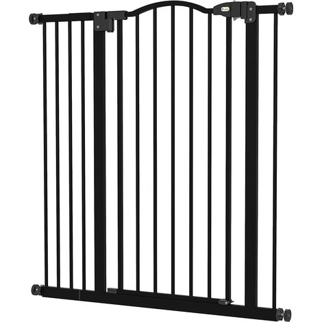 Pressure Fit Dog Stair Gate No Drilling Safety Gate Auto Close  Doorways, Hallways, 74-94cm Adjustable, 94cm Tall, Black (1/5)