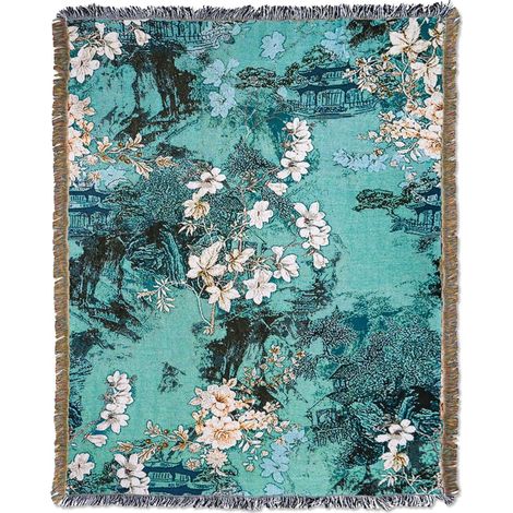 Couvertures Coton Tissé Jetés De Lit Avec Gland Motif Floral Jacquard Style Rétro Frais Réversible Couverture Décorative Jeté De Canapé Couverture De Camping Tapisserie Nappes Tapis 160x130cm (1/5)