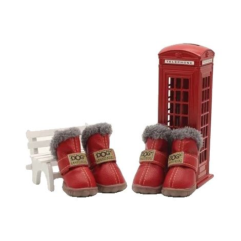Zapatos para perros, impermeables, antideslizantes, rojos, paquete de 5 (1/2)