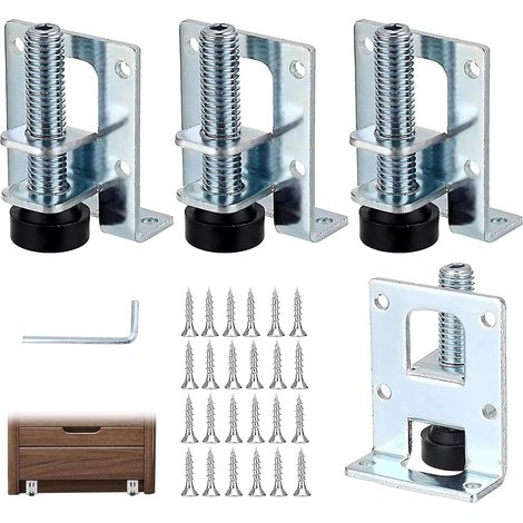 Juego de 4 patas de nivelación de muebles, patas de nivelación de muebles ajustables de alta resistencia para mesas, gabinetes, estantes con tornillos y llave hexagonal (1/5)