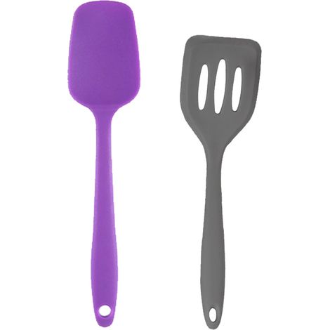 Ensemble Ustensiles Cuisine - Spatules Silicone Alimentaire - Résistant Chaleur Anti-Rayures - Pour Casseroles Et Poêles - Lot De 2 Pièces (1/5)