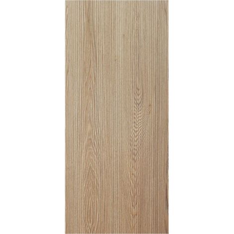 Porte coulissante en bois et MDF avec rail invisible - Strié naturel clair - 93 x 210 cm - LORVISA (1/5)