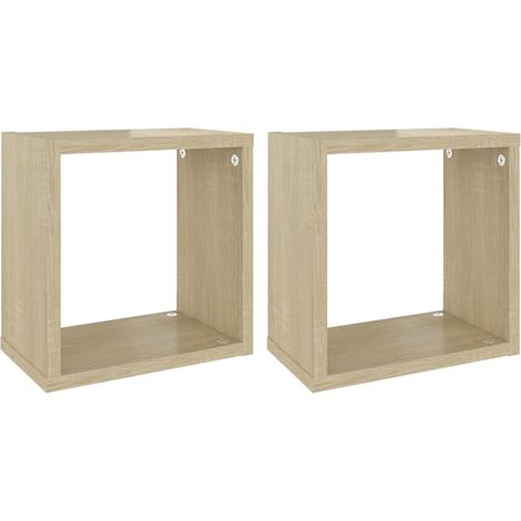 Étagères cube murales 2 pcs，Étagère flottante Chêne sonoma 26x15x26 cm CFW92650 (1/5)