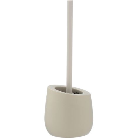 Brosse WC Beige céramique Porte-Brosse WC avec soies en Silicone et Brosse pour rebords Beige (1/5)