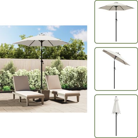 The Living Store Ombrellone Bianco Sabbia 200x224 cm in Alluminio - Ombrellone pieghevole