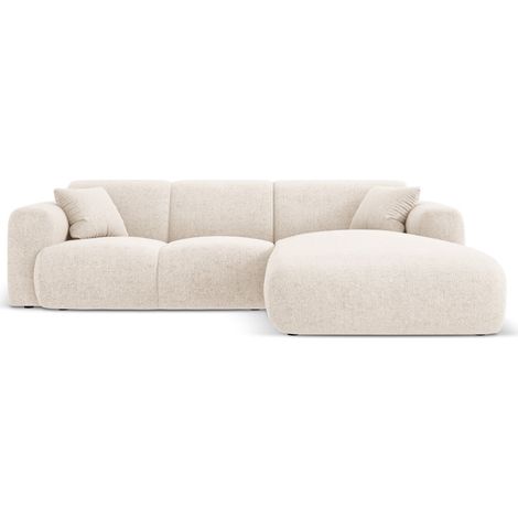 Canapé d'angle droit 4 places en chenille beige clair (1/5)