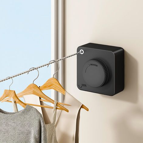 Stendibiancheria retrattile per uso interno ed esterno, 5,6 m in acciaio inox anti-cedimento, montaggio a parete, stendibiancheria salvaspazio per bagno e balcone (1/5)
