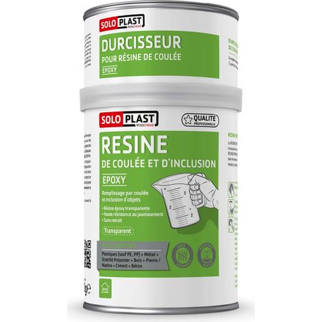 Soloplast – Résine époxy bi-composant transparente 750g – Durcissement rapide – Multi-supports : bois, métal, béton – Pour remplissages et coulées