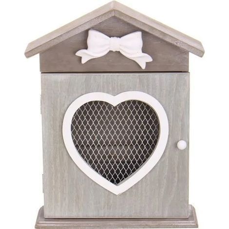 Boîte à clés murale en bois-Armoire de rangement rétro européenne en forme de cœur (1/5)