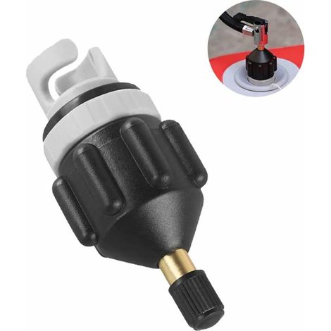 Adaptateur Sup Pompe à Air Conventionnelle Adaptateur Sup pour Compresseur Convertisseur de Pompe à Air pour Canoë Kayak Paddle Board Bateau Pneumatique Adaptateur de Valve Standard Noir,T-Audace (1/5)