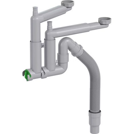 Prevex Smartloc Halb-Siphon 1½" für Spüle mit Anschlüssen für Waschmaschine & Geschirrspüler, flexibles Rohr Smartloc Halb-Siphon 1½" für Spüle, Waschmaschine & Geschirrspüler, flexibles Rohr (1/2)