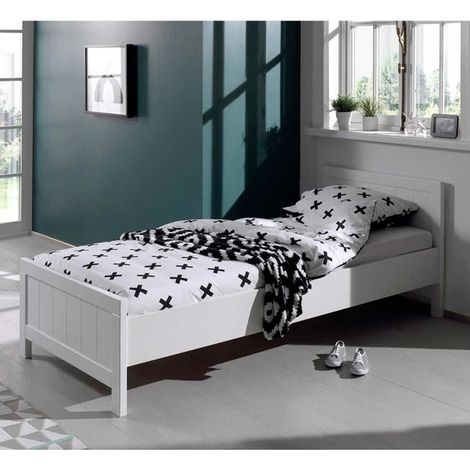 Pack - Lit Enfant & Sommier "Erik" 90x200cm Blanc (1/4)