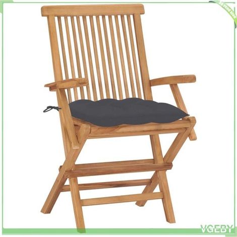 Chaises de jardin - FAFEICY - 3062502 - Bois de teck - Pliantes - Coussins anthracite (1/5)